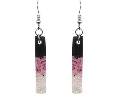 Long Rectangle Crushed Stone Earrings Handmade Boho Spiritual New Age Jewelry • $13.99