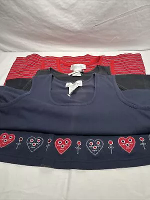 Lot Of 3 Motherhood Maternity Tanks Large Red Blue Black Stripe • $11.25