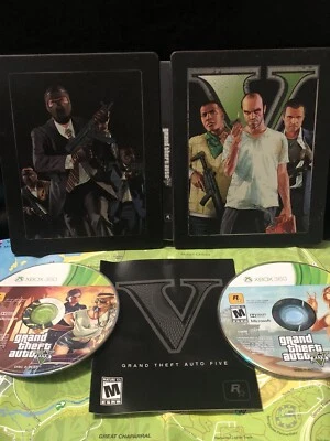 $18.99 • Buy Grand Theft Auto V Steelbook Edition GTA 5 Xbox 360 CIB W/ Map & Manual