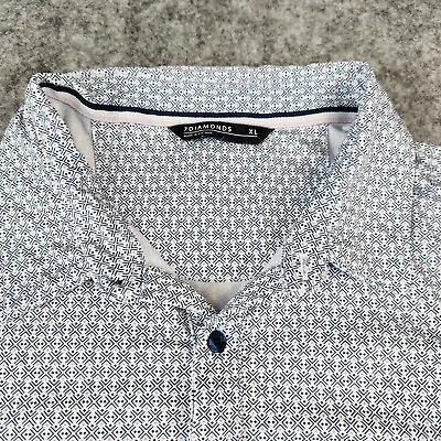 7 Diamonds Shirt Mens White XL Polo Geometric Print 4 Way Stretch Endeavor  • $21.87