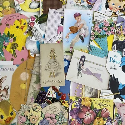 Vintage Mid Century Easter Greeting Cards Lot Of 28 For Crafting Bunnies Chicks • $21.62