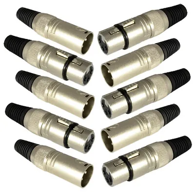 Pk 10 XLR Connector – 3 Pin  Plugs - 5 X Female 5 X Male • £9.95