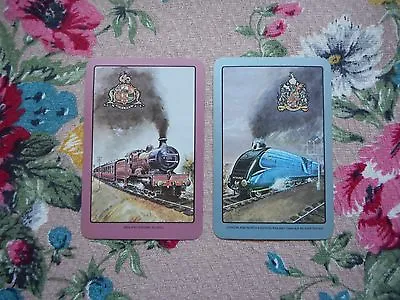 Two/pair 50's Vintage Playing Cards - Trains - Steam Engine Mallard Railway • £2.20