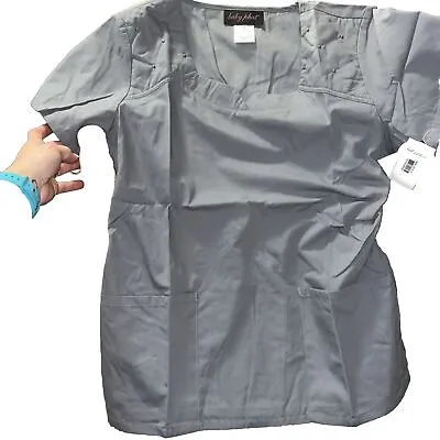 NWT Medium Baby Phat Gray Scrub Top Studded Nursing Medical • $8.99