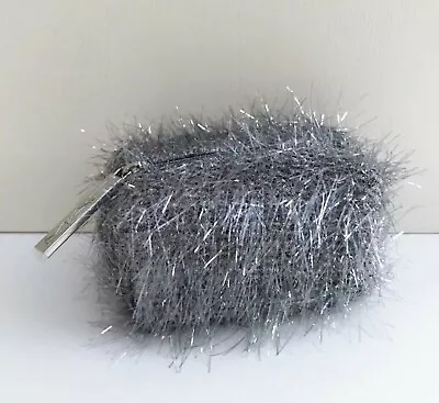 MAC Grey Fluffy Tinsel Makeup Cosmetic Bag Case Travel Pouch Purse Brand New! • $16.95