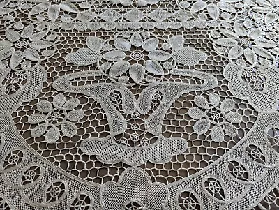  Point De Venise Lace 10 Setting Vintage Tablecloth & Napkins • $107.87