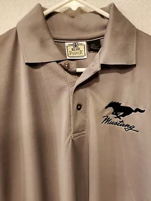 Mustang Mens Gray Golf Polo Shirt XL Blue Pointe • $12.95