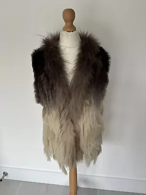 Women’s Yu & Me Beige Rabbit And Raccoon Real Fur Gilet One Size Fits 8-10 (V) • £25.99