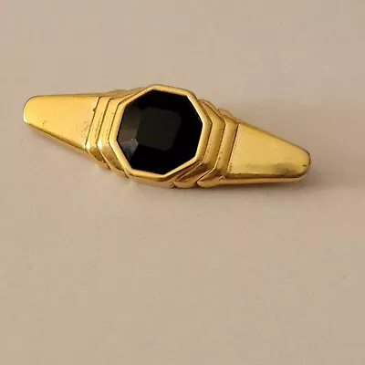 Vintage S.a.l Black Crystal Pin Gold Tone • $8