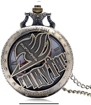 Vintage Fairy Tail Natsu Dragneel Pocket Watch Necklace Fob Watch For Men Boy • £3