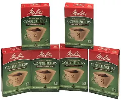 Lot Of 6 - 100 Ct (600 Total) Melitta Cone Coffee Filters Natural Brown #4 • $33.99