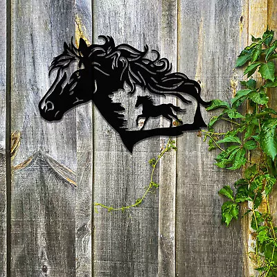 Metal Running Horses Scene Wall Art - Unique And Rusted Equestrian Wall Decor • £9.49