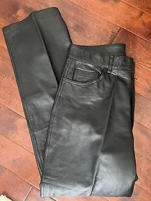 Kenneth Cole Reaction Men's Black Leather Biker Jean Pants Size 34 • $38.50