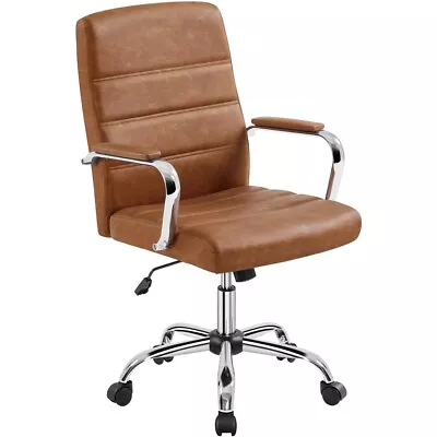 Mid-Back Office Task Chair PU Leather Executive Desk Chair W/Backrest Armrest • $106.98