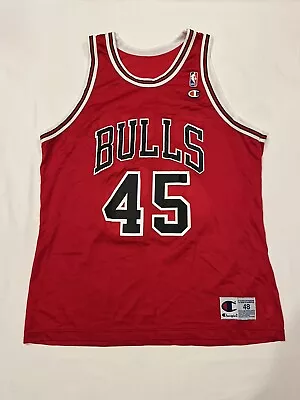 Vintage Champion Chicago Bulls Michael Jordan #45 Jersey Red Made In USA Size 48 • $84.99