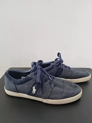 Polo Ralph Lauren Men Navy Blue Canvas Shoes Uk 8 • £1.90