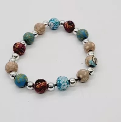 Viva Beads Chunky Handmade Beaded Stretch Bracelet Multicolored Small Beads • $13.49