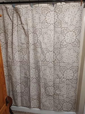 Colormate Fabric Shower Curtain New Tan With White Lace Look • £15.68