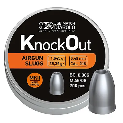 JSB Knock Out MKII Airgun Slug HP Pellet .22 5.5mm .216 200 Tin Air Rifle Hunt • £14.59