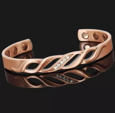 Ladies Copper Bio Magnetic Bangle Carpal Tunnel Bracelet Arthritis Pain Relief • £14.89