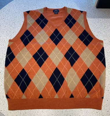 Brooks Brothers Argyle Sweater Vest Extra Fine Merino Wool Golf Men's Large • $24.99