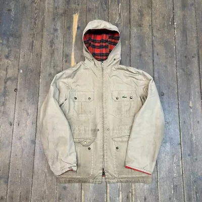 Izod Lacoste Rain Jacket Blanket Lined Windbreaker Coat Beige Mens Large • £45
