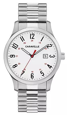 Caravelle New York Men's Silver Expansion Bracelet Date Watch 40MM 43B153 • $39.99