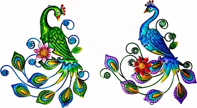 Metal Peacock Wall Decor Tropical Outdoor Wall Decor Peacock Outdoor Metal Wall • $30.17