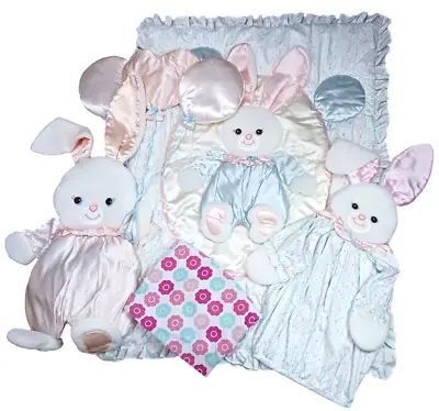 VTG LAMBS & IVY Bunny Balloons RARE Baby Nursery Crib Comforter & Decor Set Of 5 • $159.95