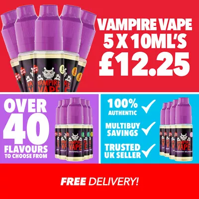 Vampire Vape E Liquid | 5 X 10ml | Vape Juice | Heisenberg | Pinkman | E Cig • £12.25