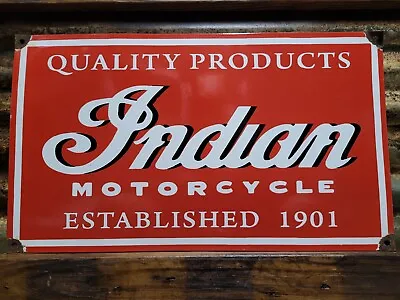 Vintage Indian Motorcycle Porcelain Sign Auto Parts Bike Dealer Sales Service • $280.77