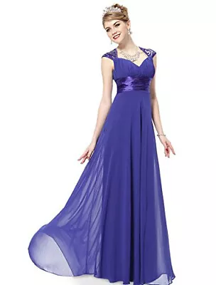 BNWT Ever Pretty Womens Chiffon V-Neck Blue Bridesmaid Evening Dress Sequin UK16 • £32.99