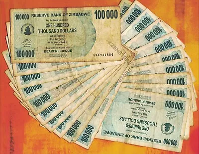 20 X 100000 Zimbabwe Dollars Special Cheque 2007 Authentic Used Currency 20PCS • $33.70