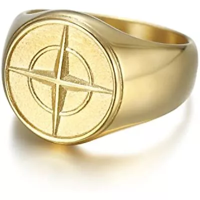 Stainless Steel Nautical North Star Marine Compass Sailor Signet Anchor Ring • $11.38