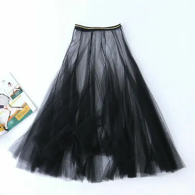 Ladies Sheer Organza Lace Fishtail Skirt Tulle Mesh Underskirt Petticoat Skirt • £15.59