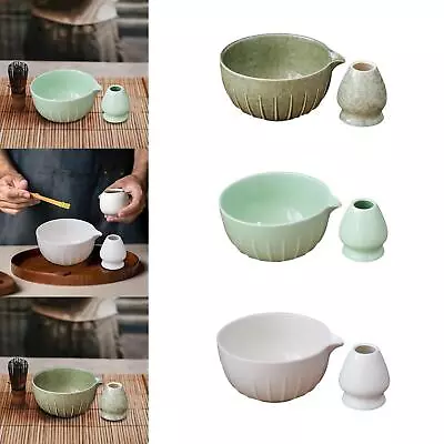 Matcha Bowl With Whisk Holder Glazed Portable Traditional Gift Ceremonial Tea • $25.11