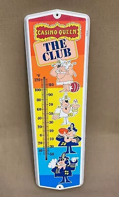 Vintage 24  Thermometer Metal Advertising Sign Casino Queen St Louis MO • $59.95
