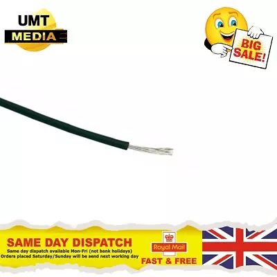 5 Metres Black 0.34mm² 8Amp 22AWG Automotive Hookup Wire Auto Cable • £3.55