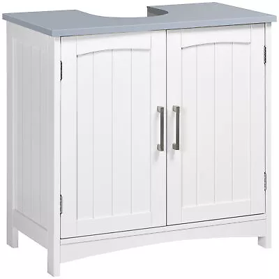 Kleankin Pedestal Under Sink Cabinet Bathroom Storage Vanity Unit White • £49.99