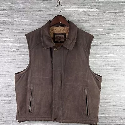 Madison Creek Vest Mens Large Brown Leather Sherpa Lined Western Outdoors Adult • $38.88