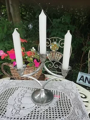 Vintage Ianthe Silver Plated Three Arm Candlestick Candelabra & Candles • £16