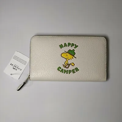 NWT Coach C4604 Snoopy Peanuts Medium Id Zip Leather Wallet Woodstock  • $239.84