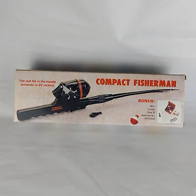Compact Fisherman Collapsible Fishing Rod And Mini Tackle Kit Vintage • $29