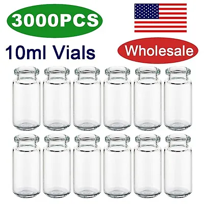 3000pcs 10ml 20mm Sample Vials Crimp Top Glass Bottle HPLC Beveled Edge Top ASTM • $295.95