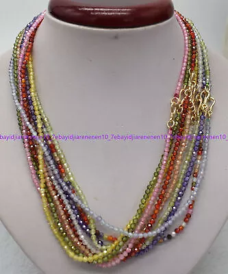 Natural 3mm Multicolor Zircon Gems Round Beads Necklace 18 In  • $4.39