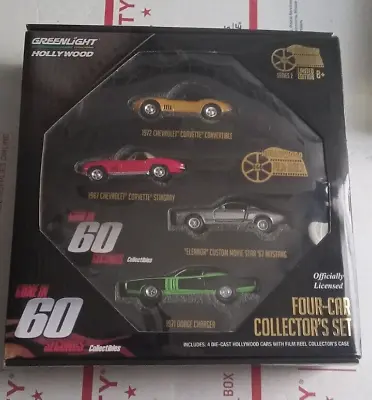 Greenlight 1:64 GONE IN 60 SECONDS 4-Car Collector Set W/ Film Reel Case Mustang • $36