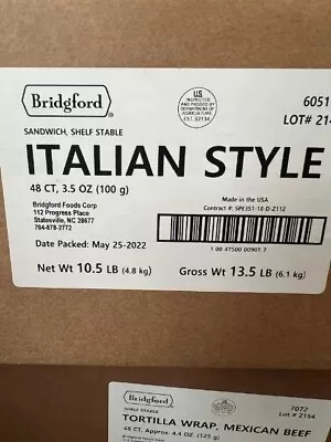 Italian Sausage 1 Case 48ct MRE Survival  Bridgford Ready To Eat Best By 05/25 • $179.99