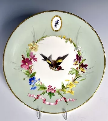  Minton Aesthetic Movement Hand Painted Dessert Plate W/ Bird Flowers & Insect • $245