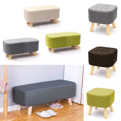 £30.95 • Buy Linen Fabric Padded Stool Bench Footstool Pouffe Footrest Living Room Bedroom