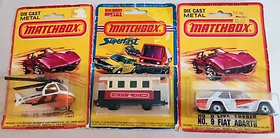 Matchbox Lesney 1976-1980 Lot Of 3 Helicopter Fiat Super Fast Coach • $29.99